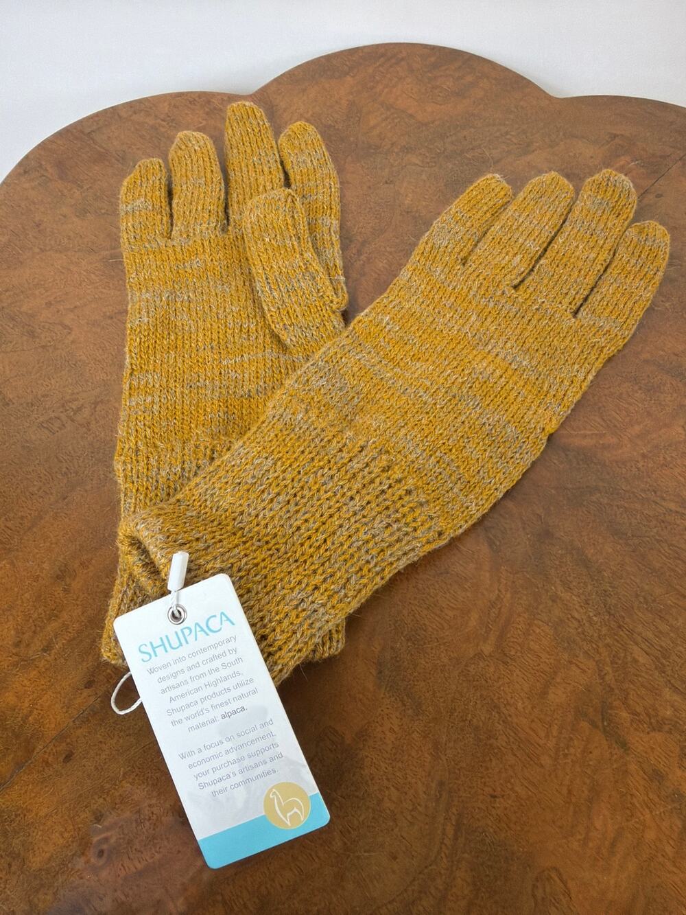 NWT Shupaca Alpaca Gloves / Handwarmers Handmade in Ecuador MUSTARD